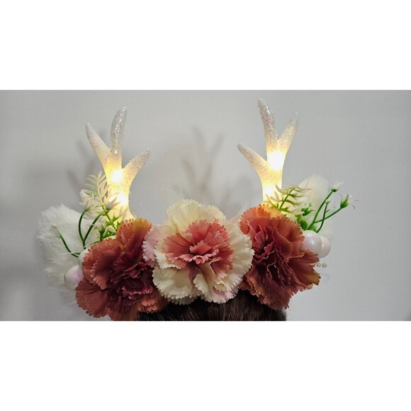 Handmade Light-Up Floral Antler Headband LED Deer Antlers Festival Costume NWOT - Picture 15 of 15